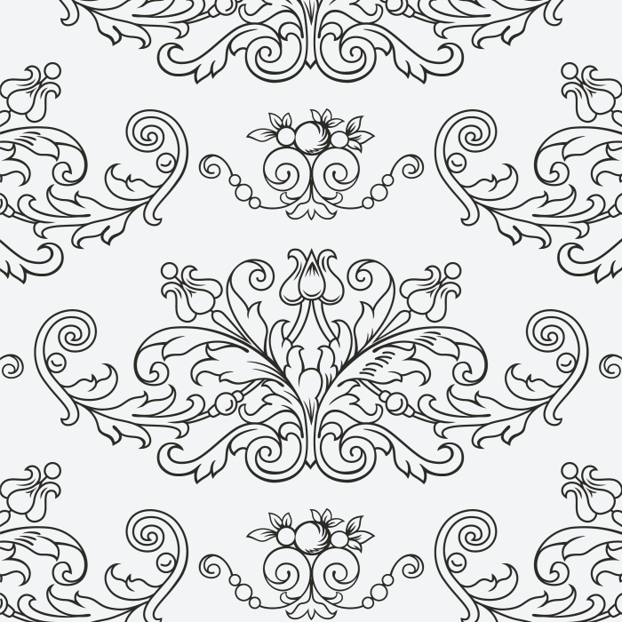 Let the large ornate pattern of the Vintage Damask peel and stick removable wallpaper create the perfect accent wall for your home.