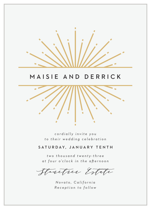 The only thing that is shining brighter than the sun are our foiled Ornamental Badge Wedding Invitations!