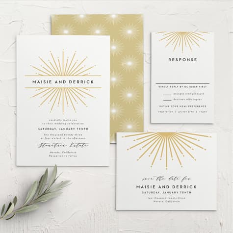 Ornamental Badge Wedding Invitations
