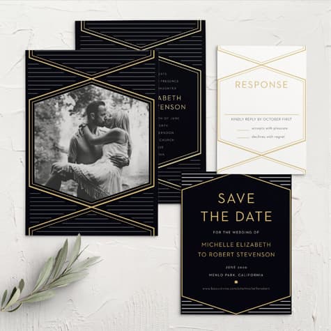Golden Photo Wedding Invitations