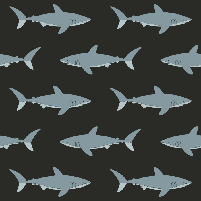 Create the perfect room accent for your little swimmer or ocean enthusiast with our Swimming Sharks peel and stick removable wallpaper.