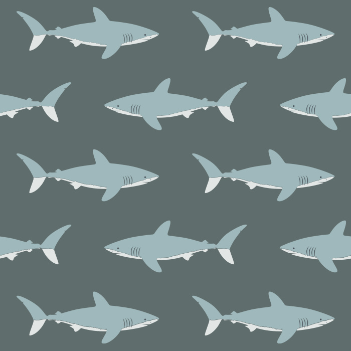 Create the perfect room accent for your little swimmer or ocean enthusiast with our Swimming Sharks peel and stick removable wallpaper. 