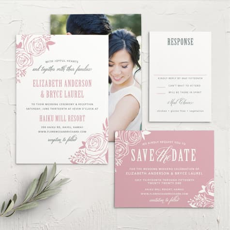 Rustic Flowers Wedding Invitations