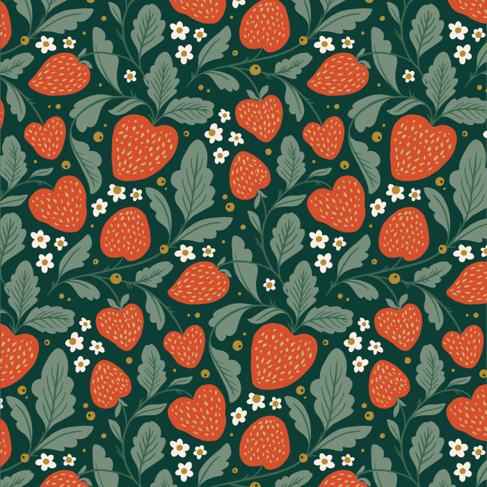 Transform any wall in your home into a flourishing fruit garden with our Strawberry Fields peel and stick removable wallpaper.