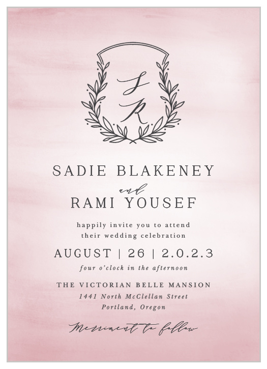 Surround yourself with family and friends on your special day when you send out our Watercolor Initials Wedding Invitations.