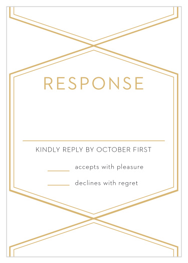 Gather a headcount of everyone that plans to attend your wedding with our Golden Photo Response Cards.