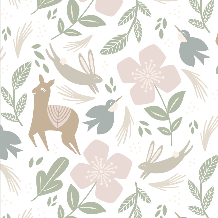 Add the perfect accent to any wall in your child's room with our Llama & Friends Peel And Stick Removable Wallpaper.