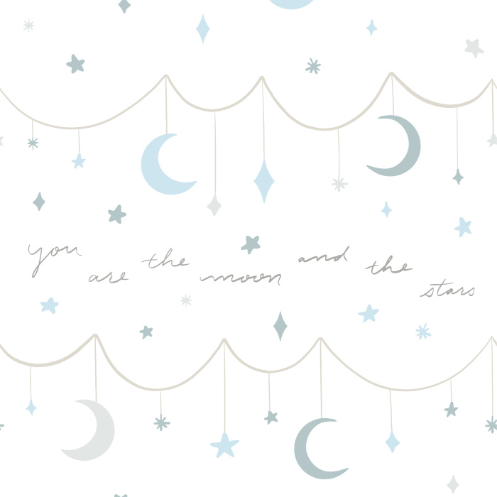 Add the perfect accent to any wall in your child's room with our Moon & Star Peel And Stick Removable Wallpaper.