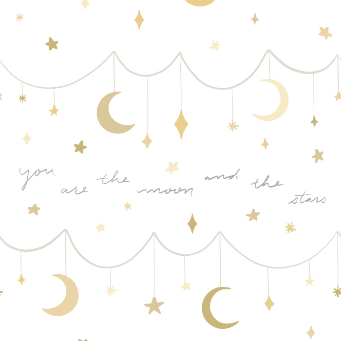 Add the perfect accent to any wall in your child's room with our Moon & Star Peel And Stick Removable Wallpaper.