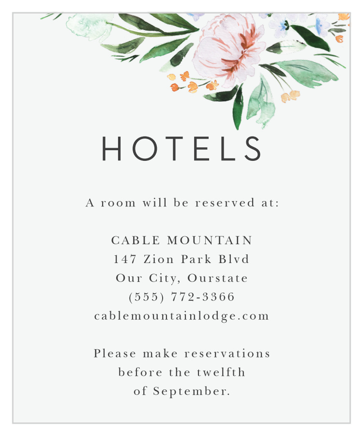 Floral Cascade Accommodation Cards