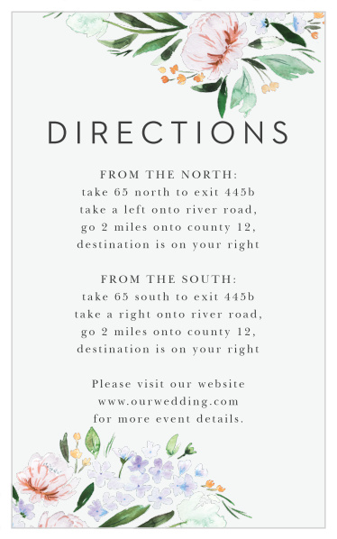 Our Floral Cascade Direction Cards guide family and friends to your wedding venue with ease.