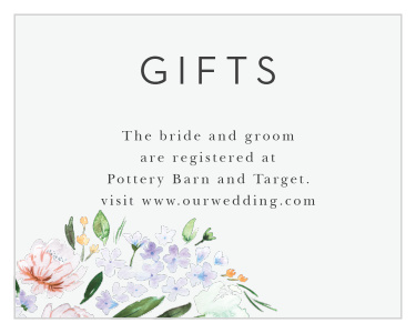 Our Floral Cascade Registry Cards let loved ones know where you would like your wedding gifts from.