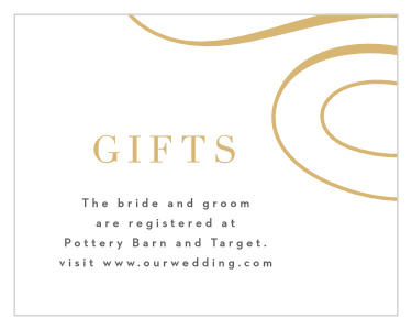 Let loved ones know where you have registered for wedding gifts with our Timeless Swirls Registry Cards.