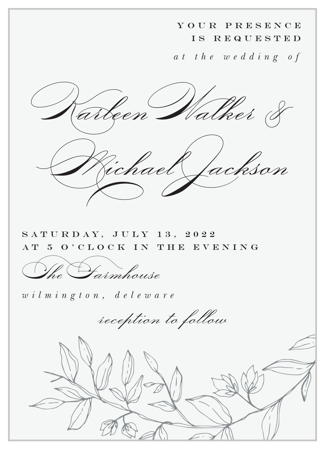 Penwork Florals Wedding Invitations