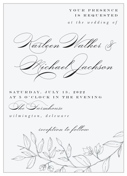 Bring family and friends together to celebrate your big day with our Penwork Florals Wedding Invitations.