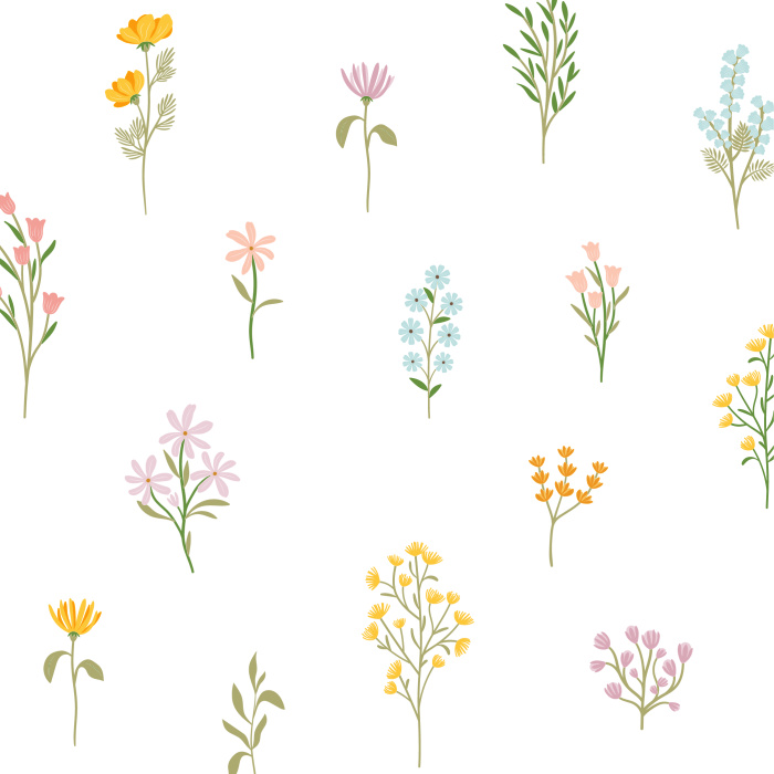 Add a blooming garden to any wall in your home with our Wildflower Collection Peel And Stick Removable Wallpaper.
