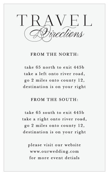 Our Lovely Opaque Direction Cards guide family and friends to your wedding venue with ease.