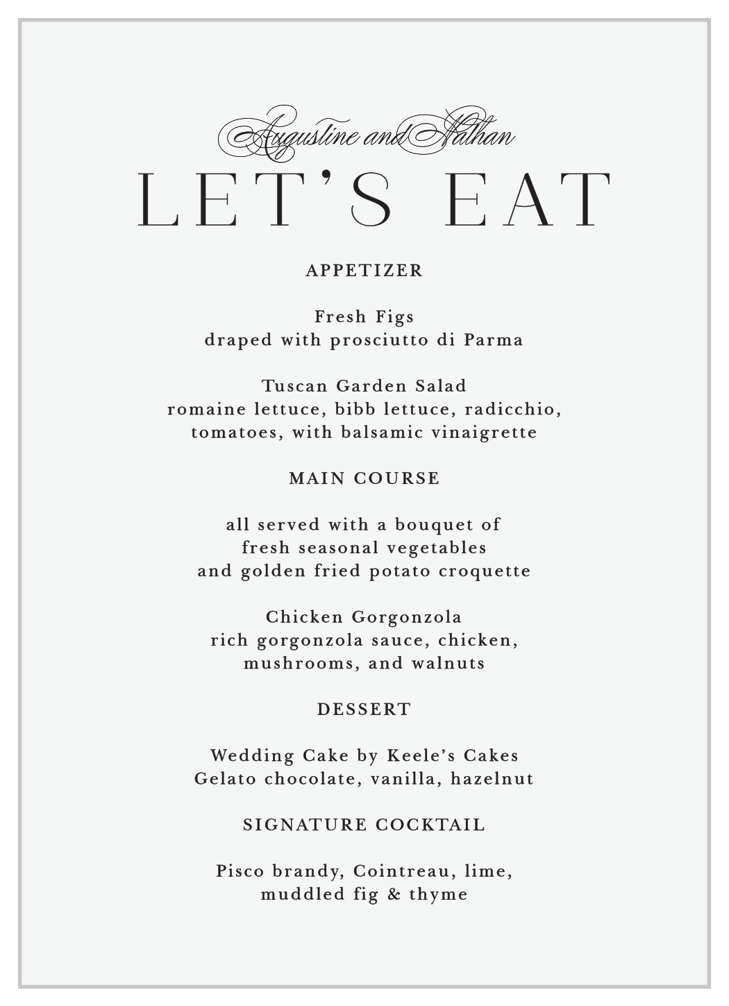 Lovely Opaque Wedding Menus