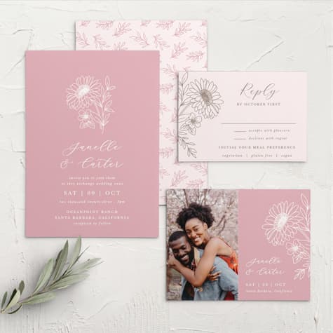 Elegant Gerber Daisy Wedding Invitations