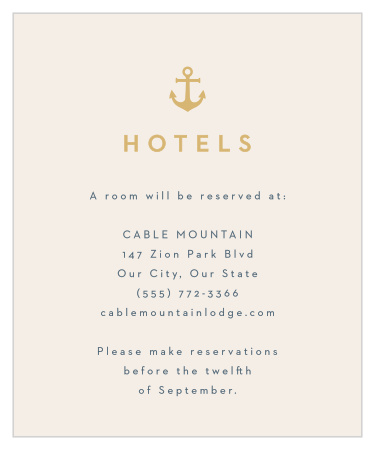 Suggest the best local hotel to out-of-town guests with our Maritime Anchor Accommodation Cards.
