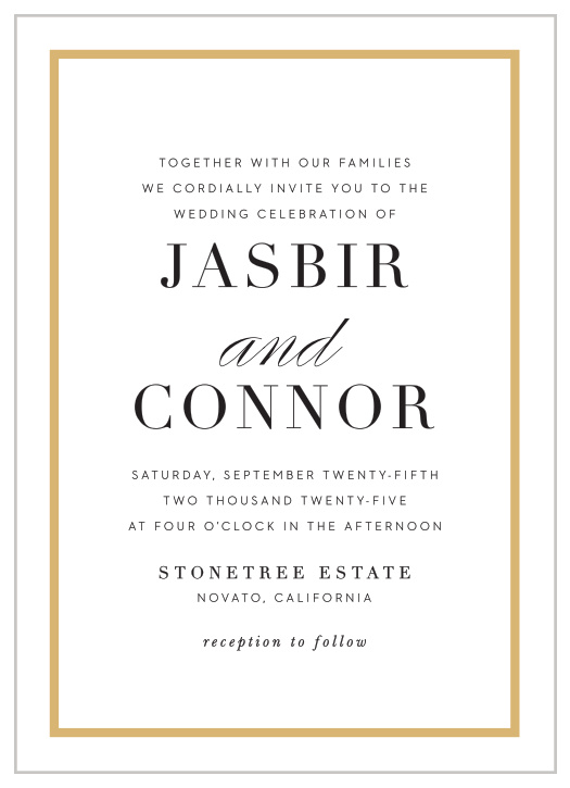 Gather family and friends together to witness your union with our Classic Frame Wedding Invitations.