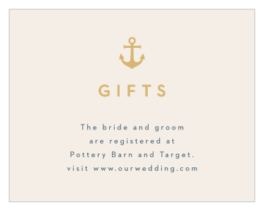 Our Maritime Anchor Registry Cards let family and friends know where you would like your wedding gifts from.