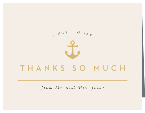 Share your appreciation for the support of loved ones on your big day with our Maritime Anchor Wedding Thank You Cards.