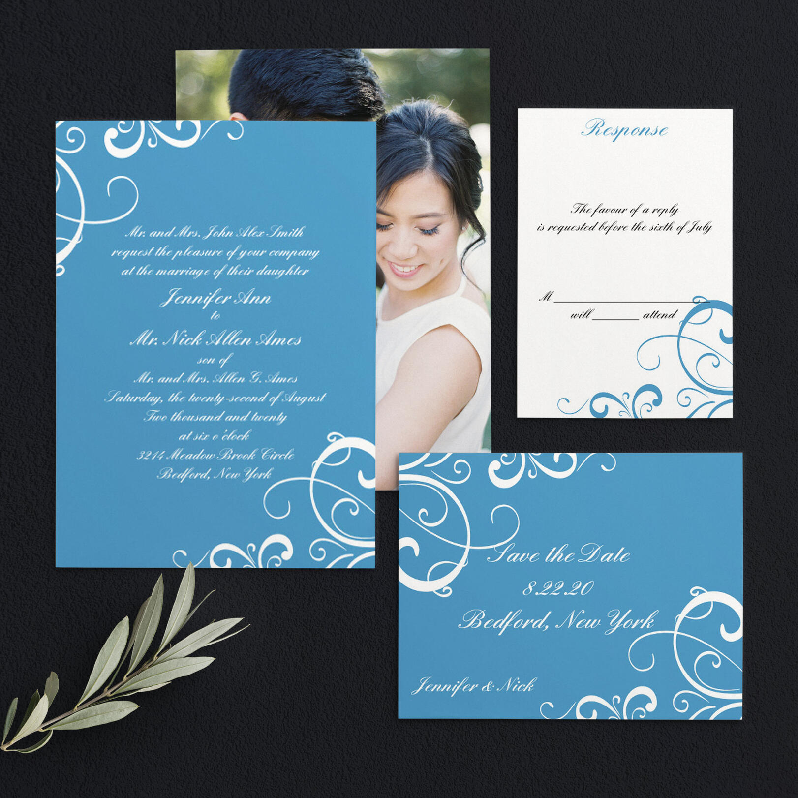 Simple Swirls Wedding Invitation