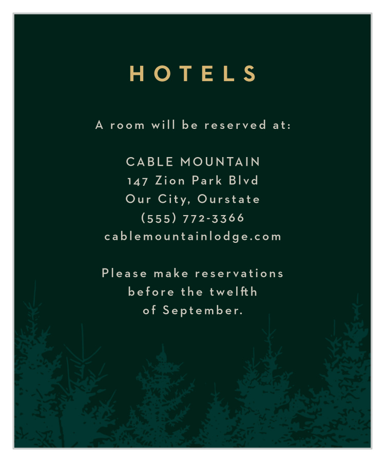 Mountain Spruce Accommodation Cards