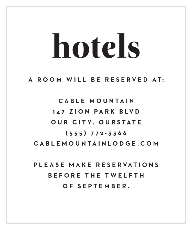 Modern Typeface Accommodation Cards