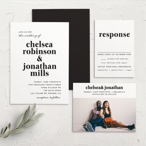 Modern Typeface Wedding Invitations