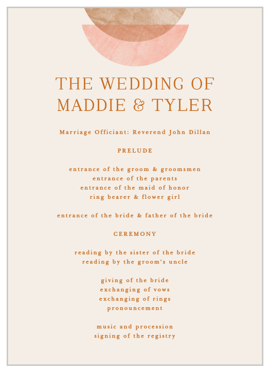 Our Earthy Mod Wedding Programs keep family and friends up-to-date throughout your ceremony.