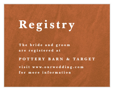 Share your registry details in style with our Sandstone Rust Registry Cards.