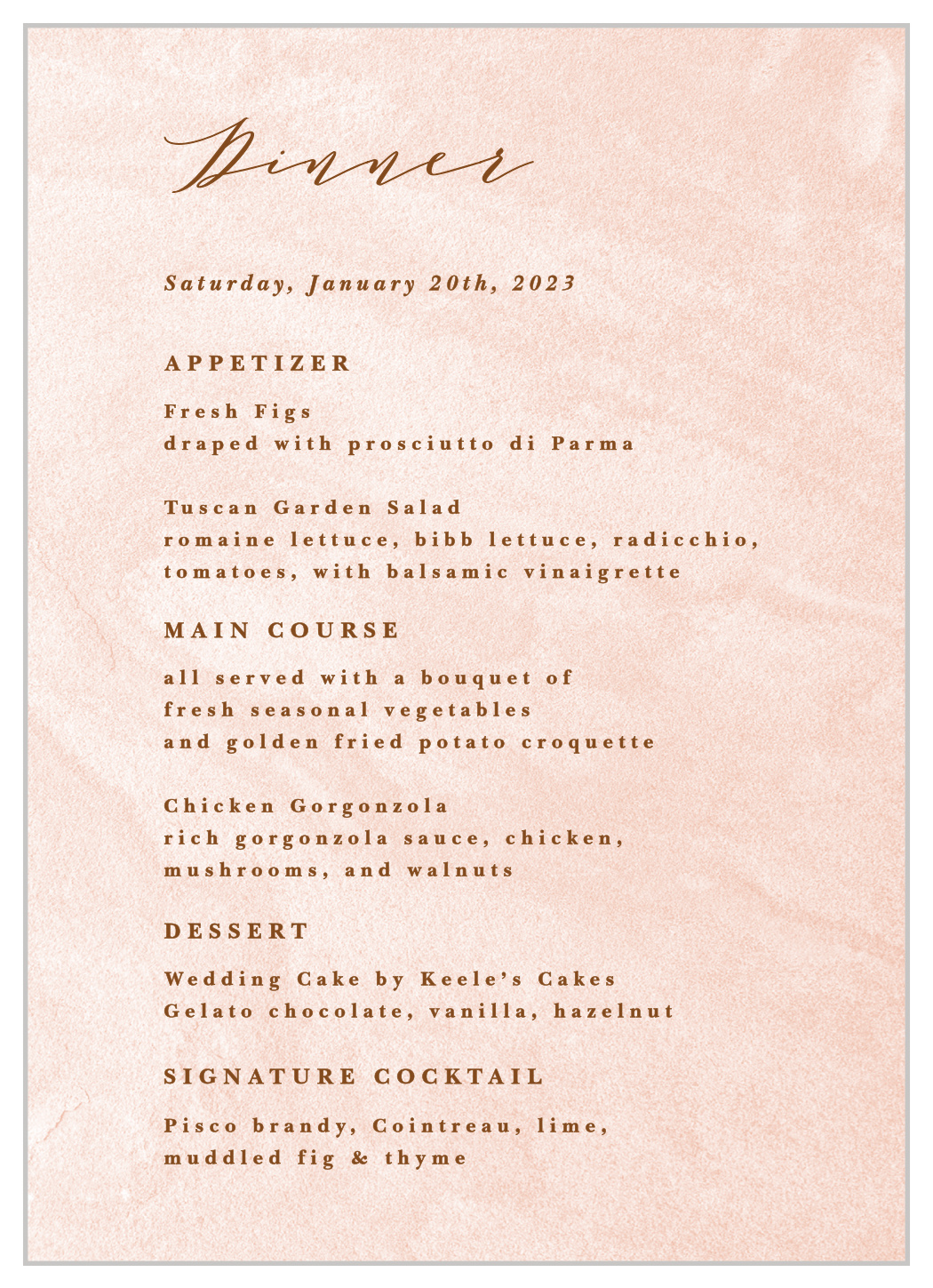 Sandstone Rust Wedding Menus by Basic Invite