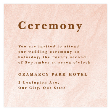 Add whatever extra details you need with our Sandstone Rust Ceremony Cards.