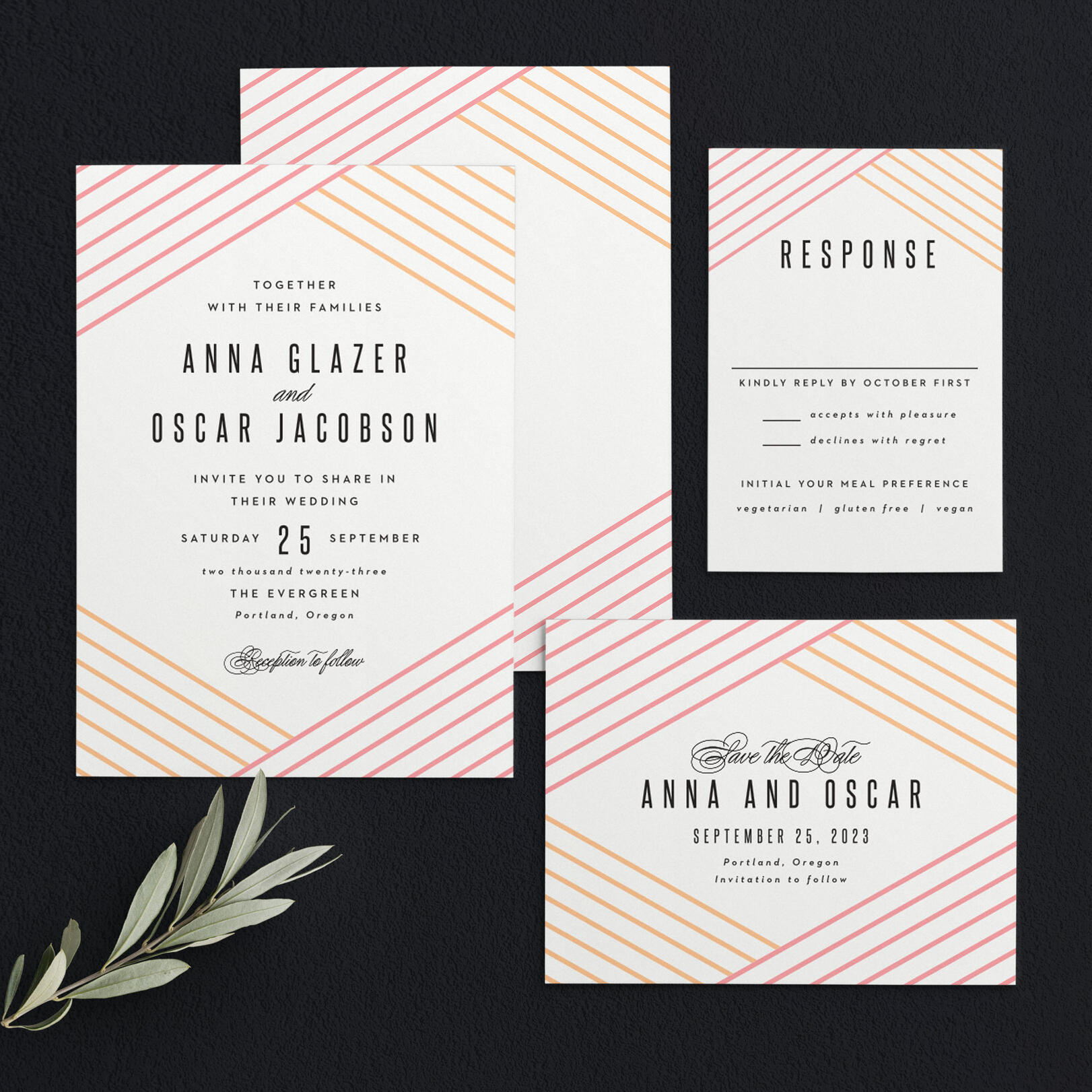 Pattern Stripes Wedding Invitations by Basic Invite