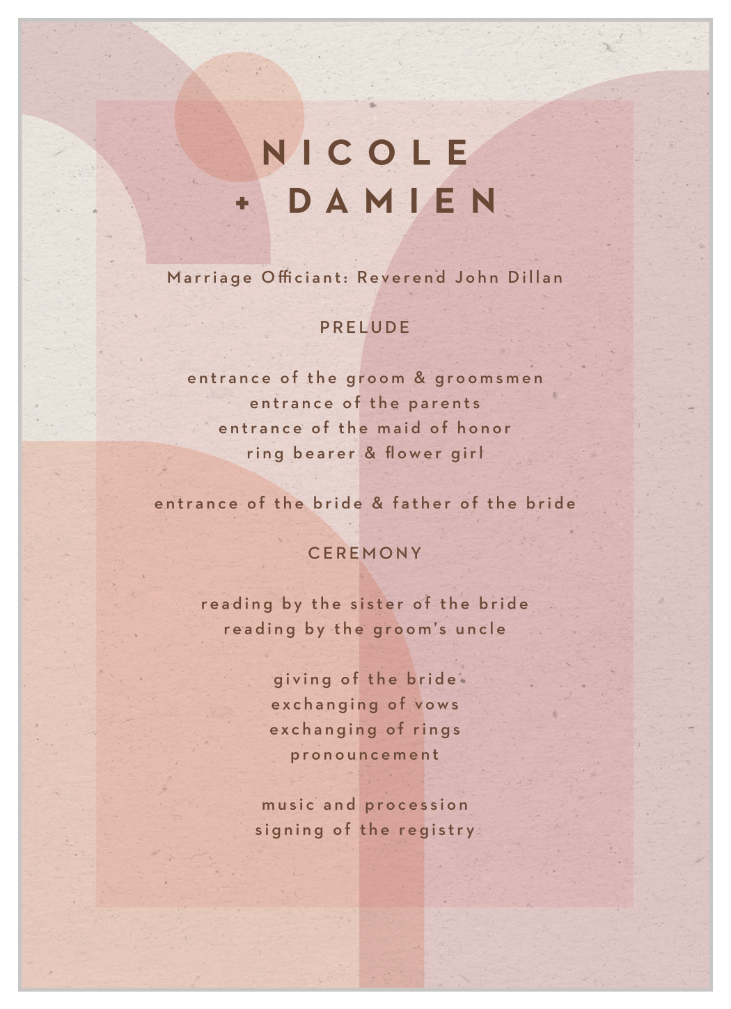 Mod Shapes Wedding Programs