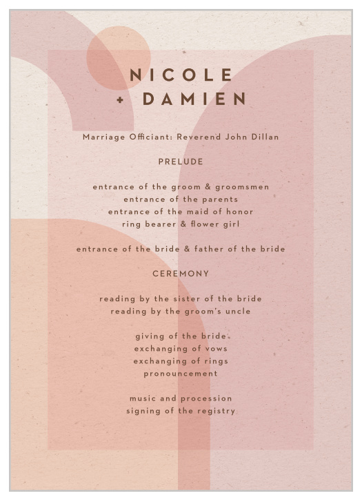 Our Mod Shapes Wedding Programs walk family and friends through each step of your ceremony.