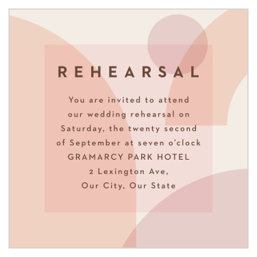 Practice makes perfect! Gather family and friends the night before your wedding with our Mod Shapes Rehearsal Cards.