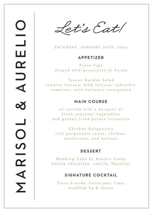 The Mod Grid Wedding Menus are a modern way to outline your menu courses for your guests.