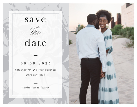 The Etched Peony Save the Date Cards will remind your guests of the big day as you continue to plan your wedding event!