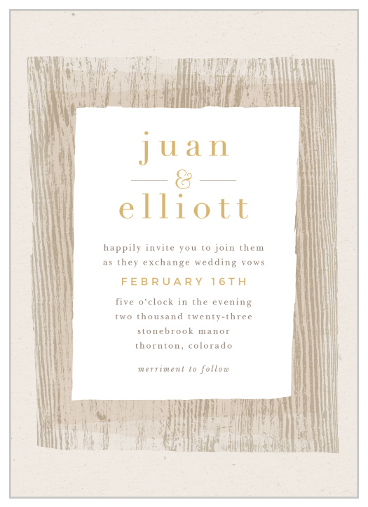 Bring family and friends together to celebrate your special day with our Wood Collage Wedding Invitations.
