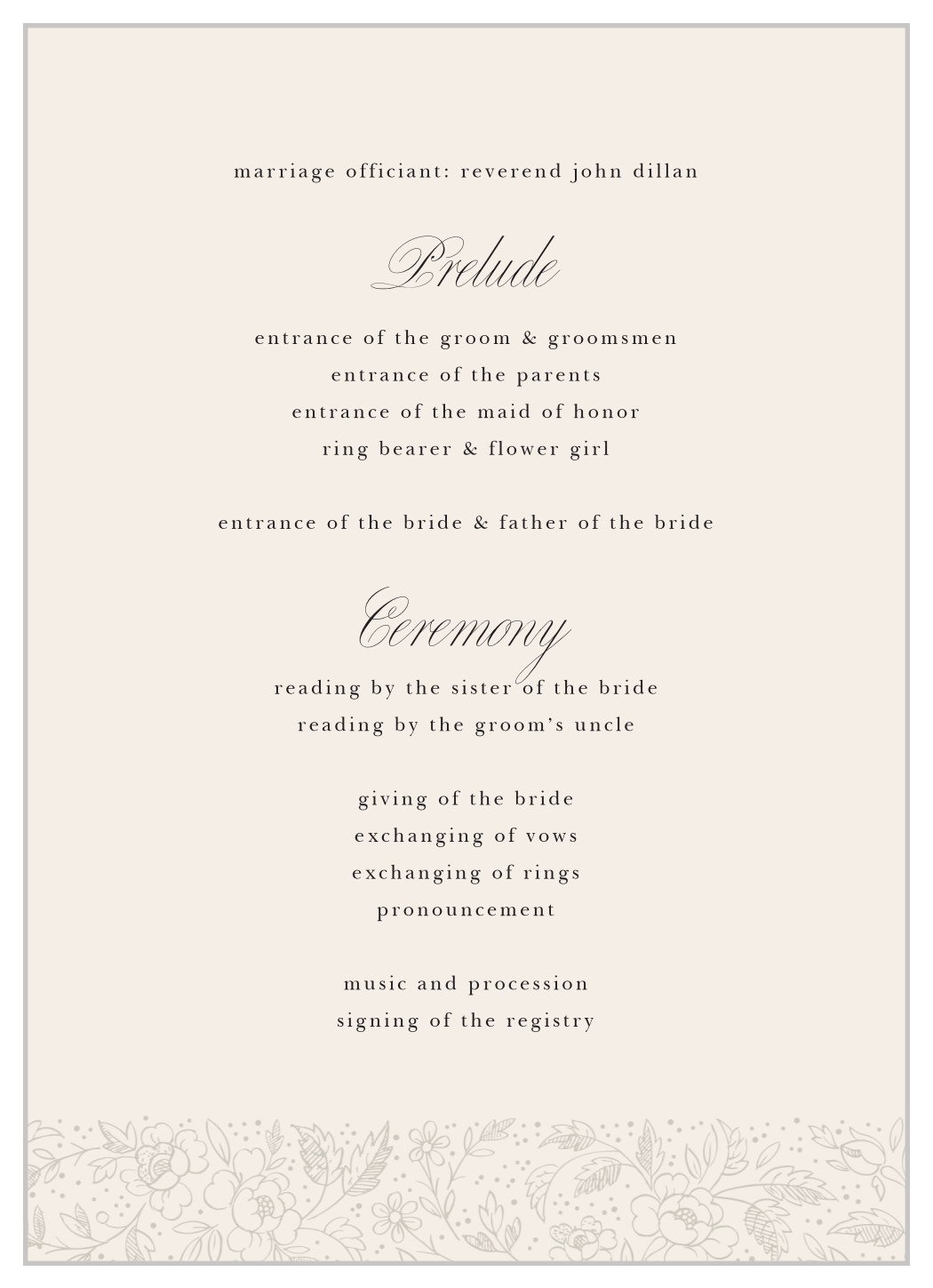 Botanical Border Wedding Programs