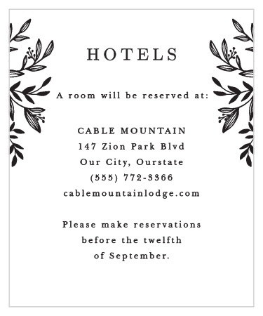 The Pen Drawn Accommodation Cards guarantee that your guests are as comfortable as possible in the days leading up to your wedding.