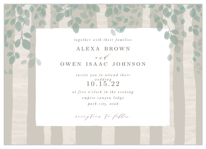 Our Aspen Trees Wedding Invitations surround you with family and friends on your special day.