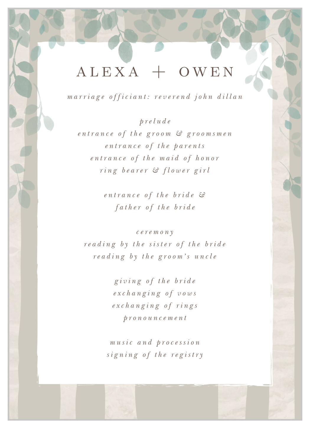 Aspen Trees Wedding Programs