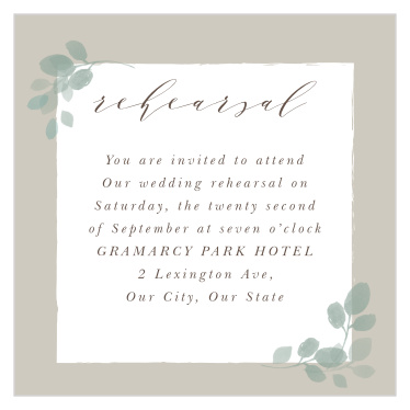 Our Aspen Trees Rehearsal Cards bring family and friends together the night before your wedding to practice.