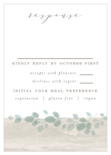 Our Aspen Trees Response Cards help you get a complete list of guests that plan to attend your wedding.
