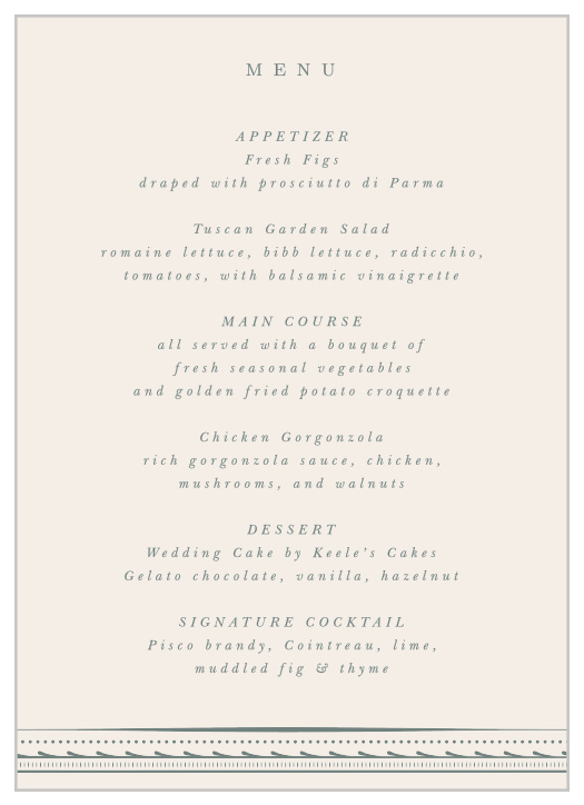 This design features timelessly classic fonts accented with subtle Victorian accents.