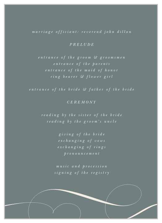 Set the stage for the perfect ceremony with our Ornate Framing Wedding Programs.